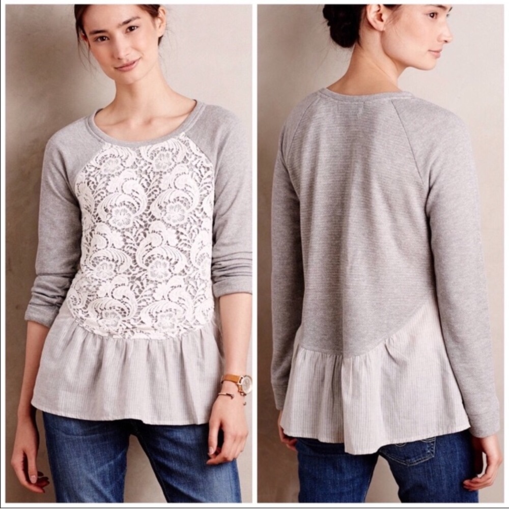 Anthropologie Sunday in Brooklyn Lace Sweatshirt